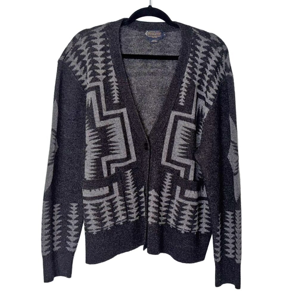 Pendleton Lambswool Blend Gray Graphic Pattern Ca… - image 2